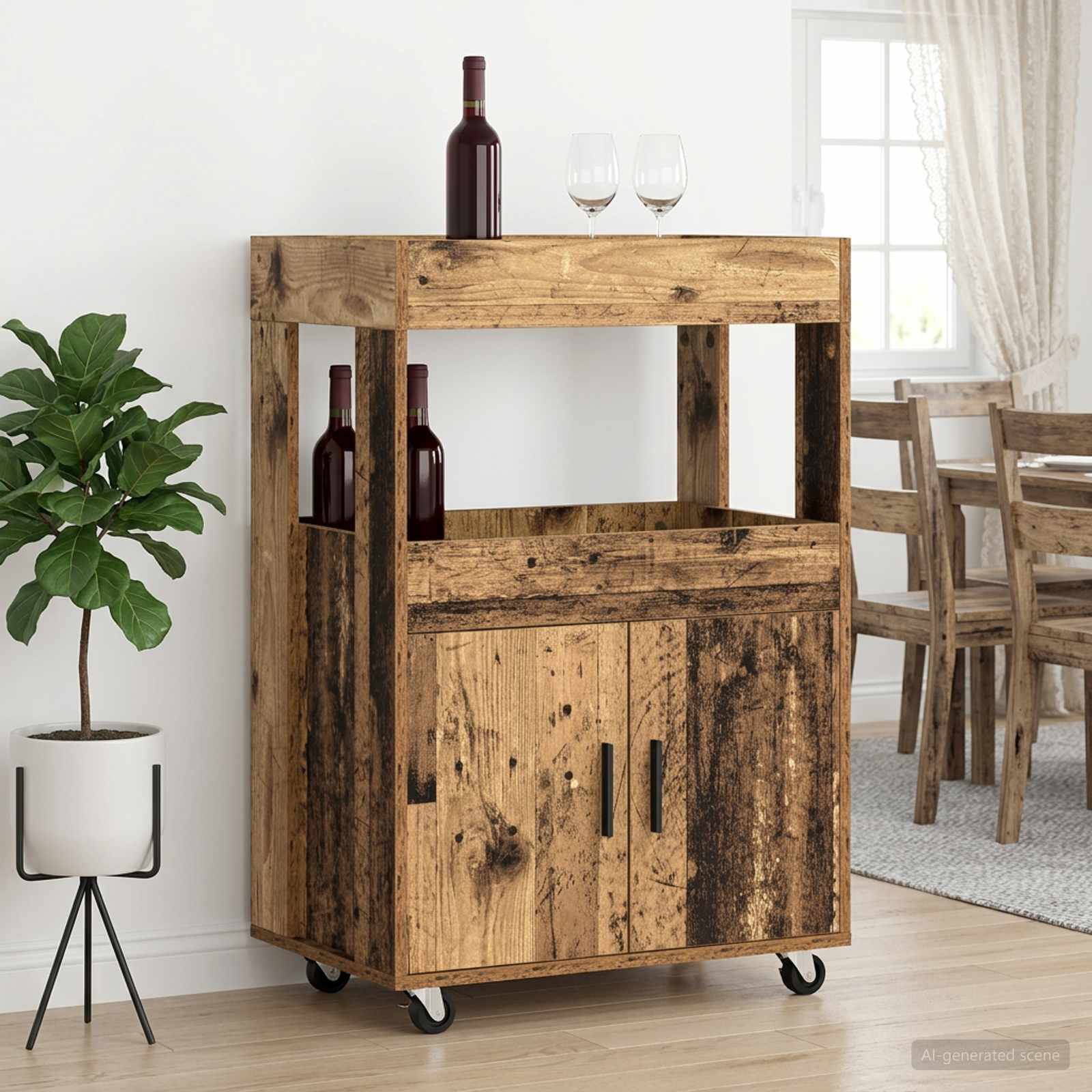 Καλάθι Μπαρ Ξύλο δρυός 60 x 39.5 x 89 εκ. Επεξεργασμένο Ξύλο - Pakobazaar