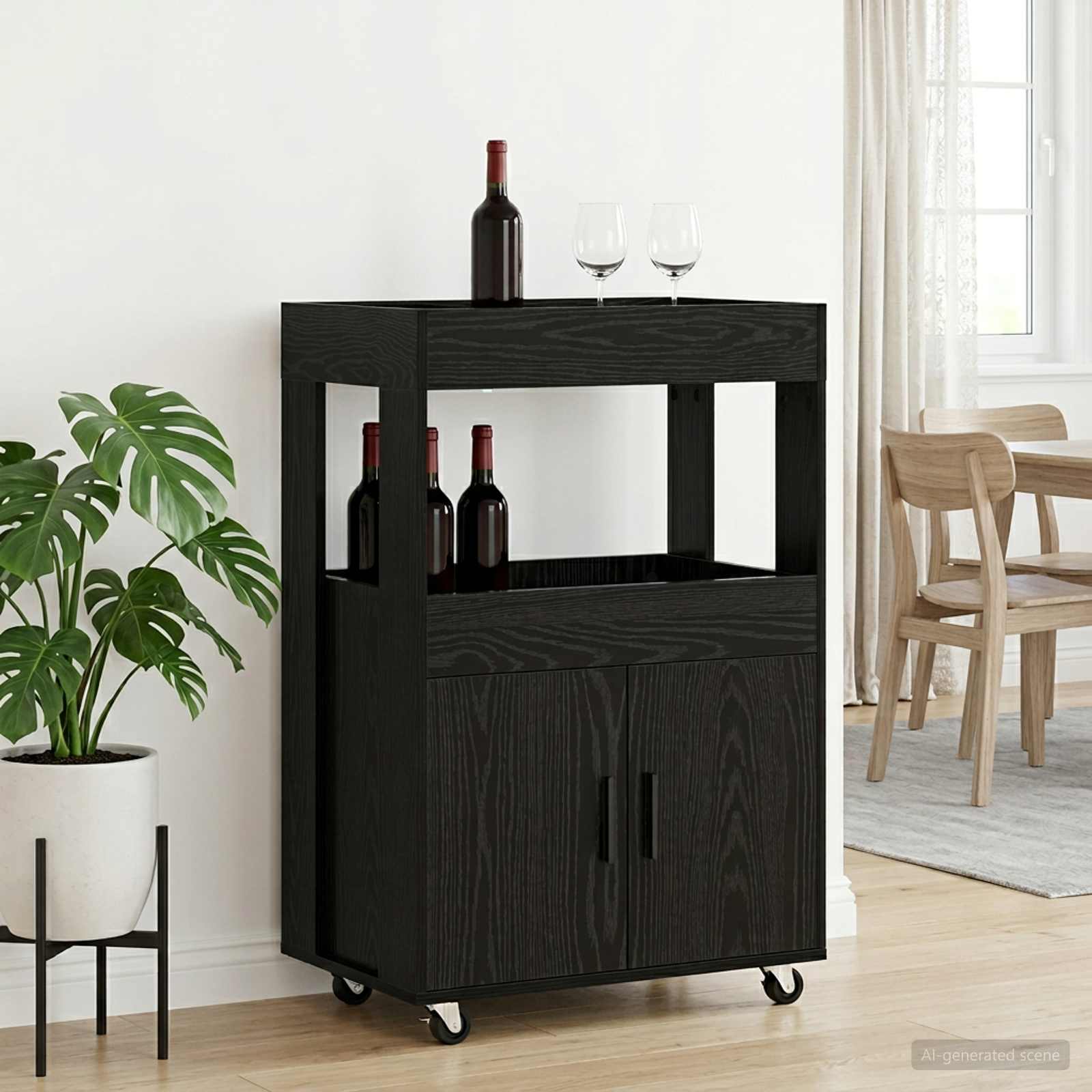 Καλάθι Μπαρ Μαύρη Δρυς 60 x 39.5 x 89 εκ. Επεξεργασμένο Ξύλο