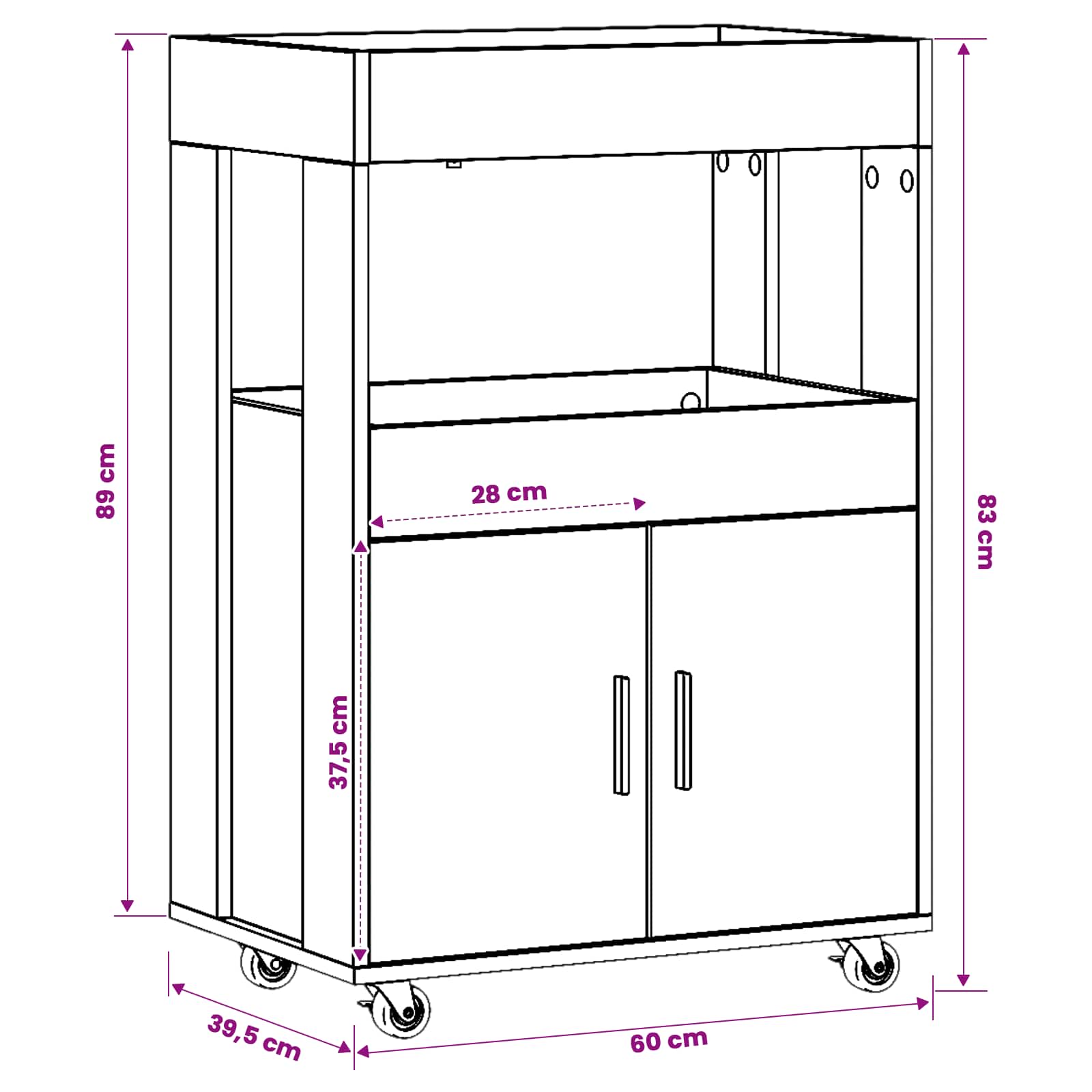 Καλάθι Μπαρ Μαύρη Δρυς 60 x 39.5 x 89 εκ. Επεξεργασμένο Ξύλο