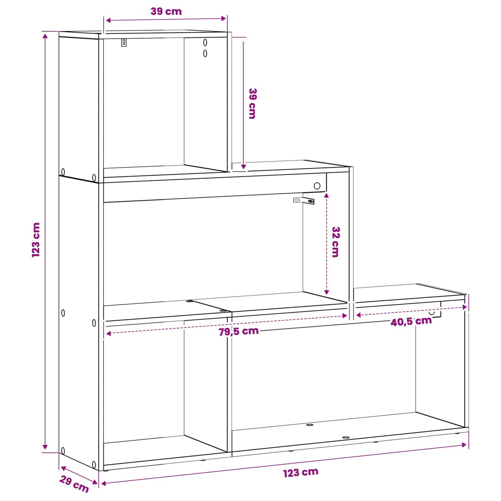 Διαχωριστικό Ράφι Δωματίου 123 x 29 x 123 cm Επεξεργασμένο Ξύλο - Pakobazaar