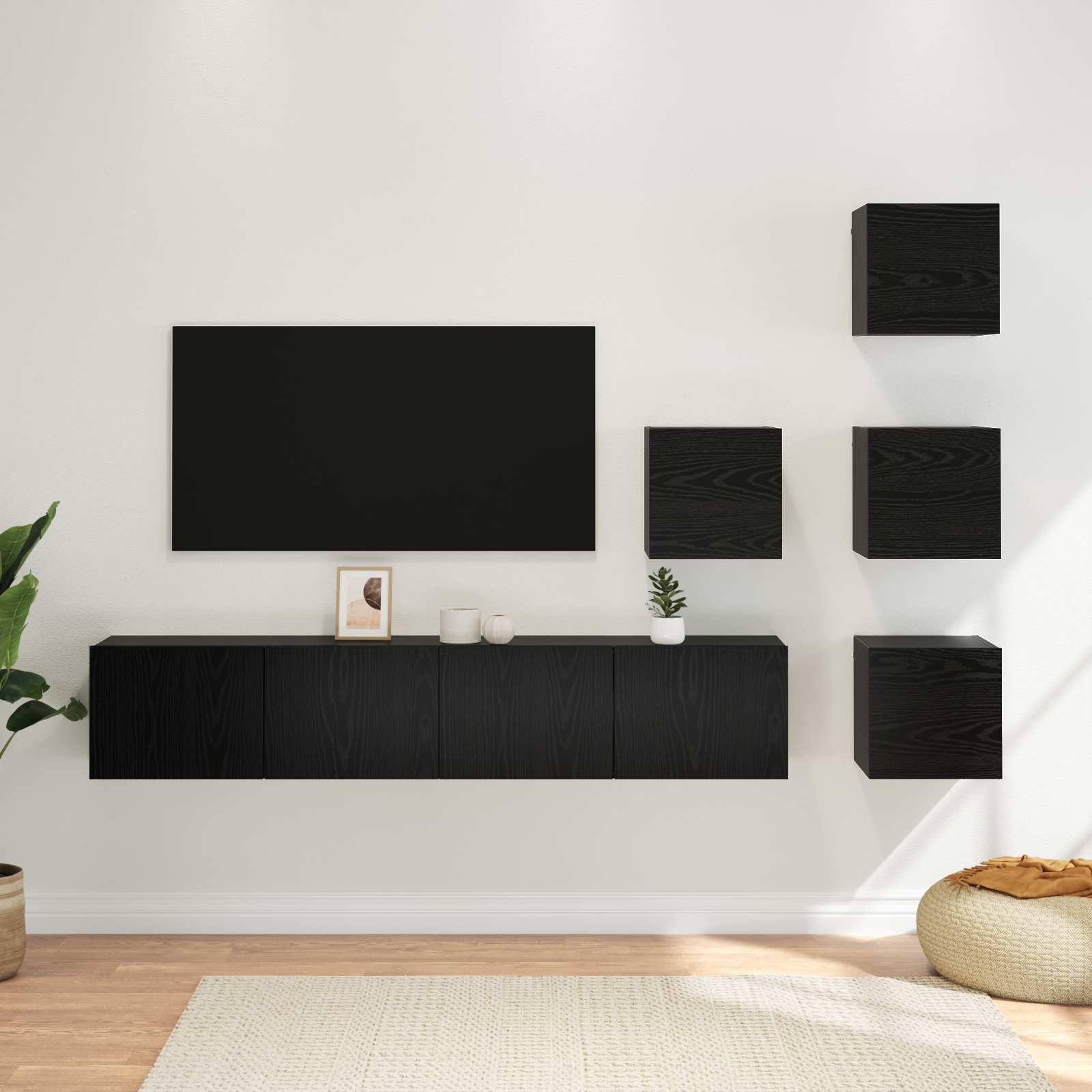 Σετ επίπλου τηλεόρασης 6 pcs 80 x 30 x 30 εκ Μαύρη Δρυς - Pakobazaar