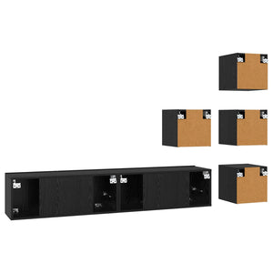Σετ επίπλου τηλεόρασης 6 pcs 80 x 30 x 30 εκ Μαύρη Δρυς - Pakobazaar