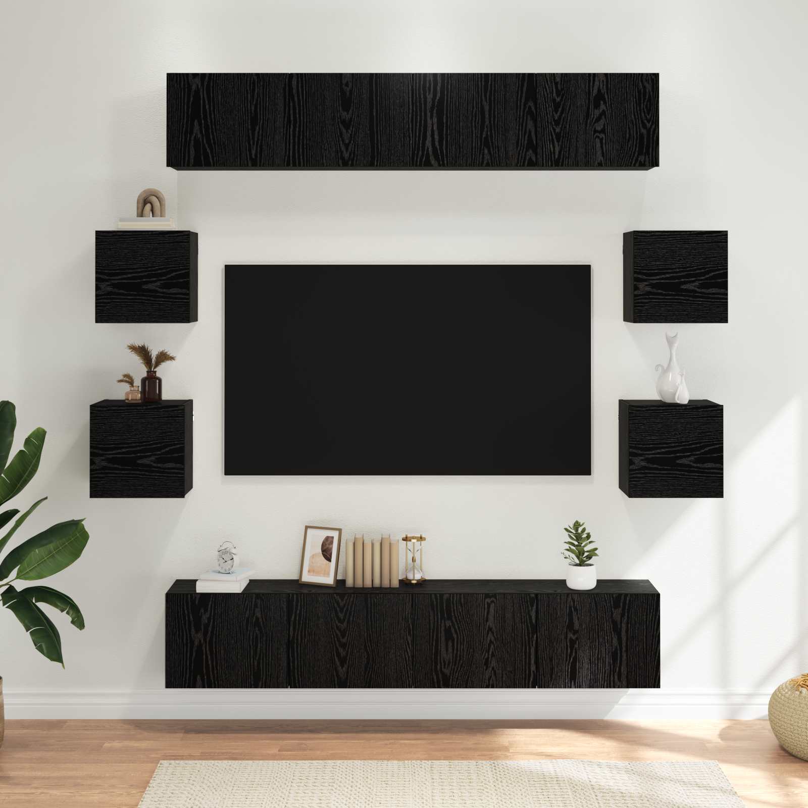 Σετ επίπλου τηλεόρασης 8 pcs 80 x 30 x 30 εκ Μαύρη Δρυς - Pakobazaar