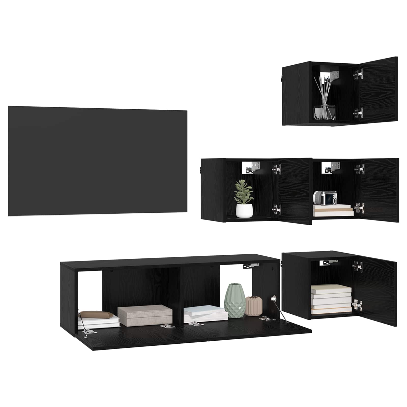Σετ επίπλου τηλεόρασης 5 pcs 100 x 30 x 30 cm Μαύρη Δρυς - Pakobazaar