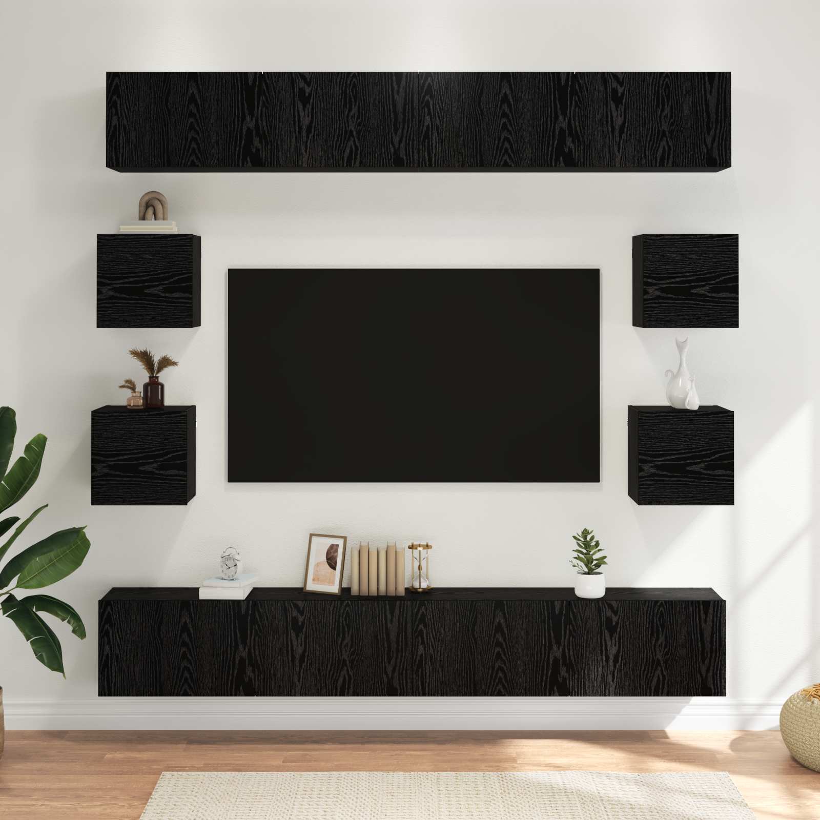 Σετ επίπλου τηλεόρασης 8 pcs 100 x 30 x 30 cm Μαύρη Δρυς - Pakobazaar