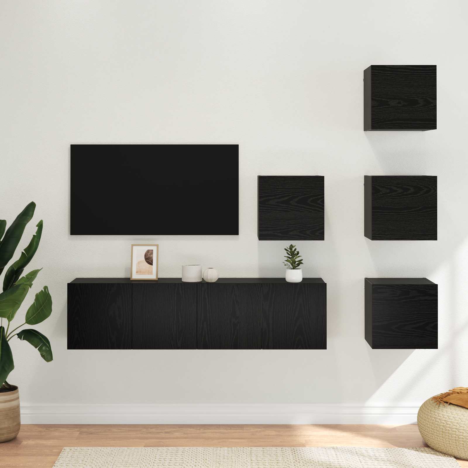 Σετ επίπλου τηλεόρασης 6 pcs 60 x 30 x 30 cm Μαύρη Δρυς - Pakobazaar