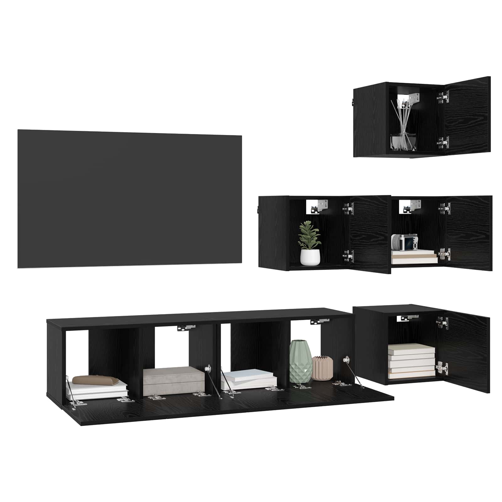 Σετ επίπλου τηλεόρασης 6 pcs 60 x 30 x 30 cm Μαύρη Δρυς - Pakobazaar