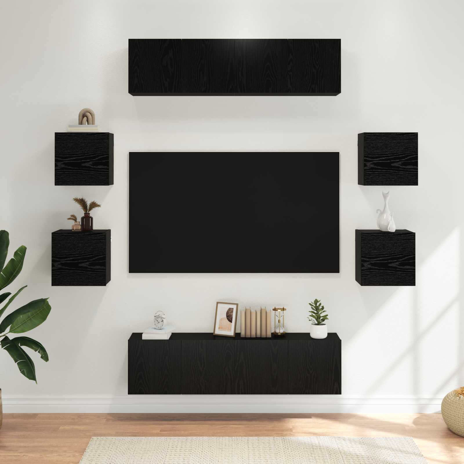 Σετ επίπλου τηλεόρασης 8 pcs 120 x 30 x 30 εκ Μαύρη Δρυς - Pakobazaar