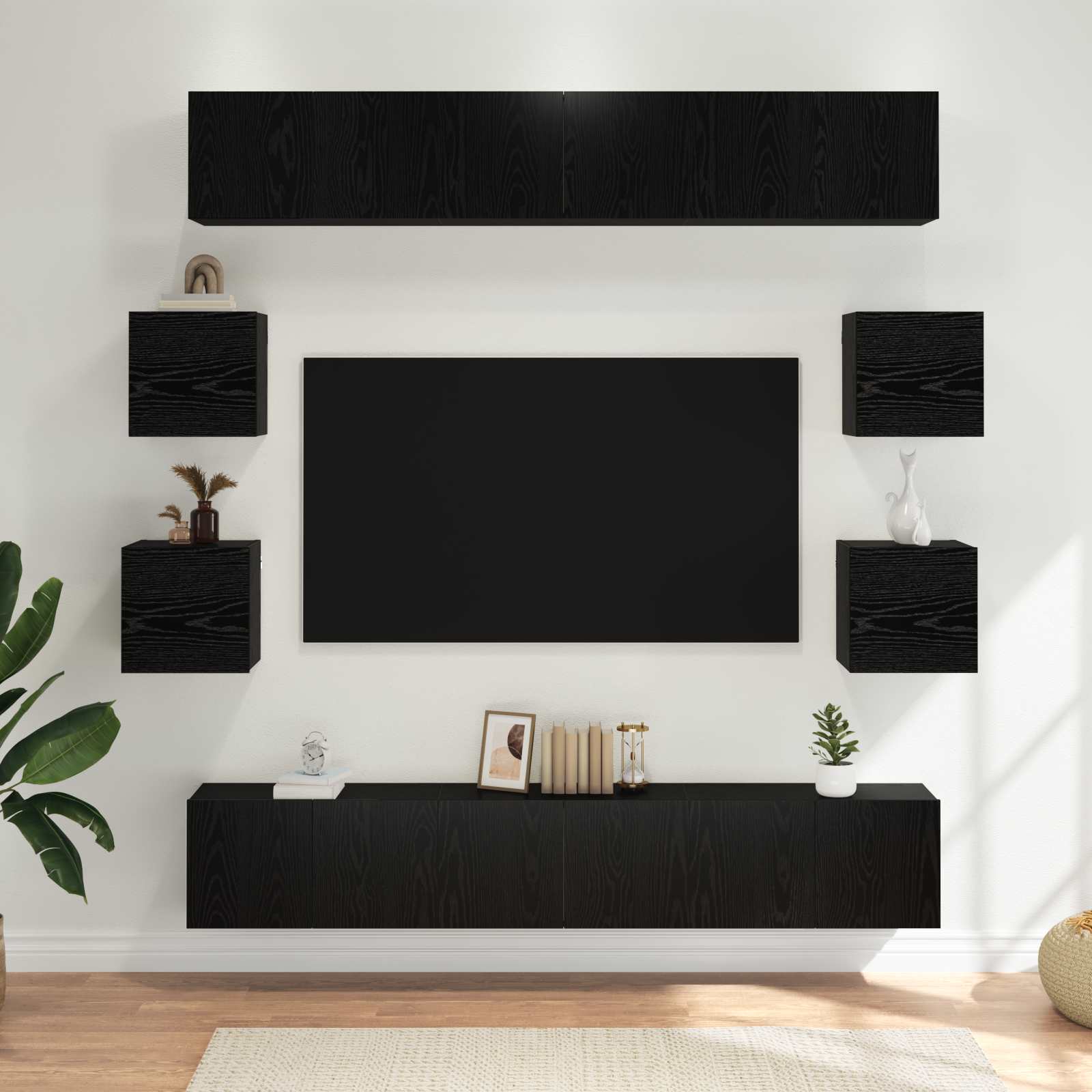 Σετ επίπλου τηλεόρασης 10 pcs 180 x 30 x 30 cm Μαύρη Δρυς - Pakobazaar