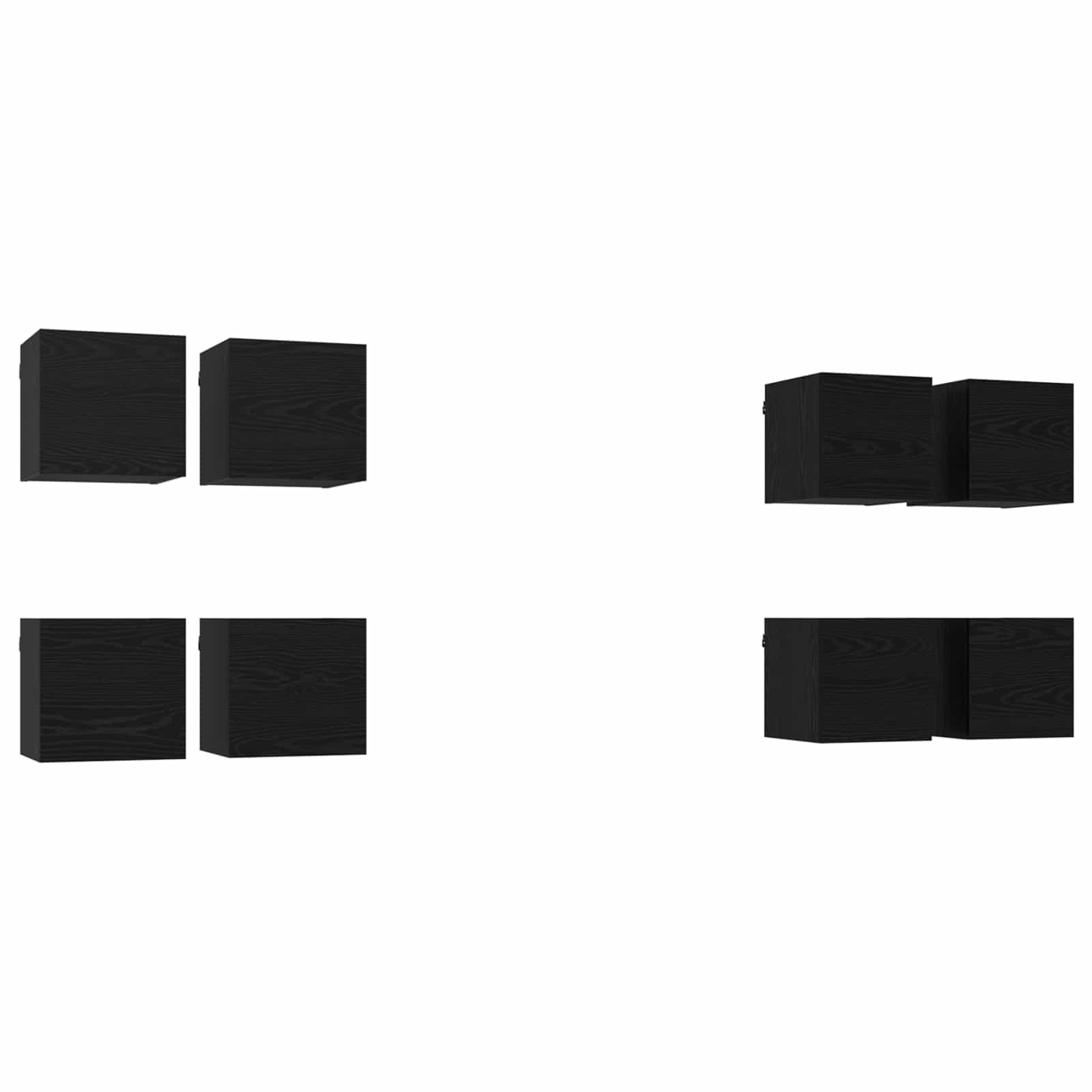 Κρεμαστό Ντουλάπι Τηλεόρασης Επιτοίχιο 8 pcs Μαύρη Δρυς - Pakobazaar