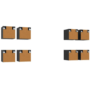 Κρεμαστό Ντουλάπι Τηλεόρασης Επιτοίχιο 8 pcs Μαύρη Δρυς - Pakobazaar