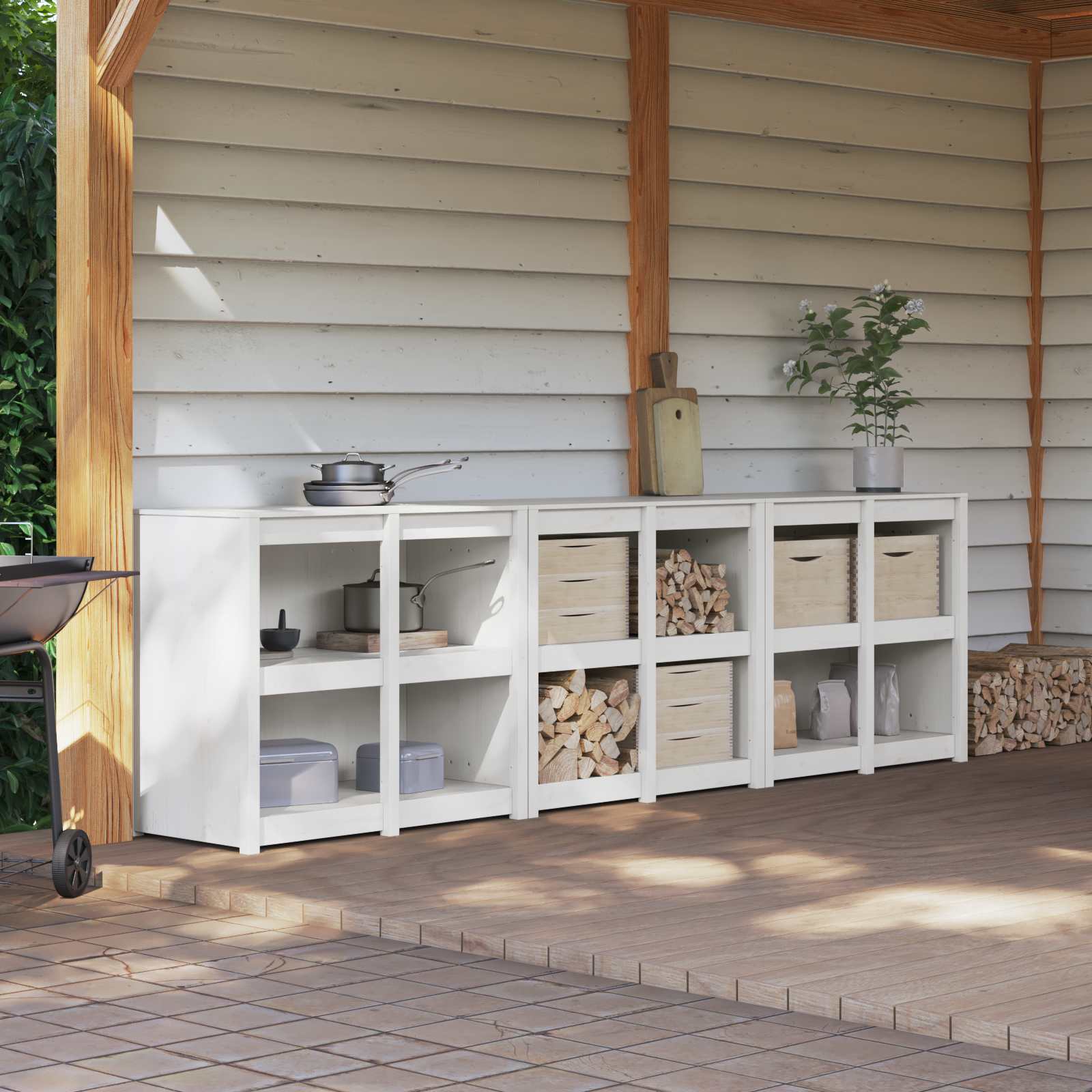 Ντουλάπι Κουζίνας Εξωτερικού Χώρου MEPPEL 3 τμχ. Λευκό - Pakobazaar