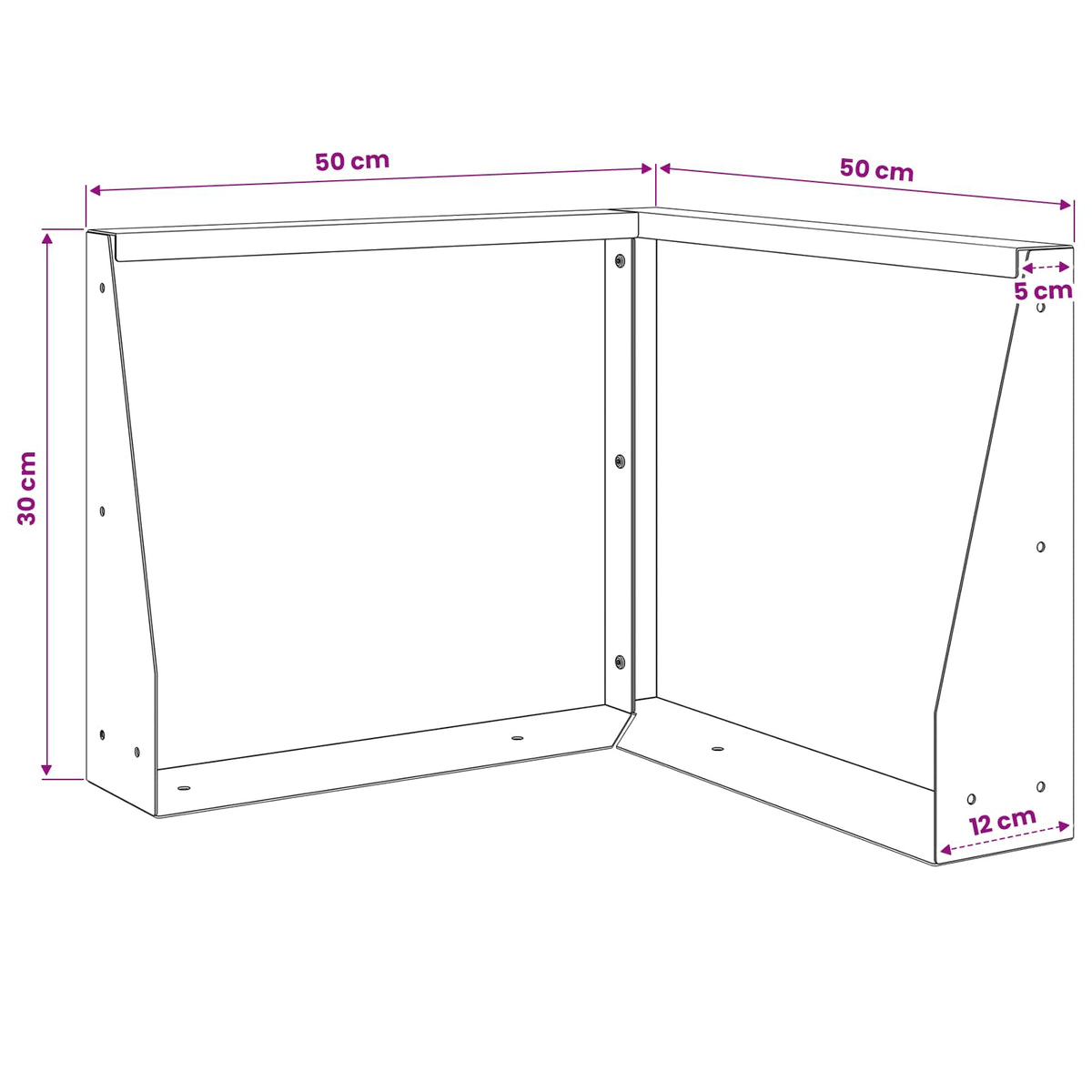 Τοίχος Στήριξης 50 x 50 x 30 εκ Ατσάλι Λευκό - Pakobazaar
