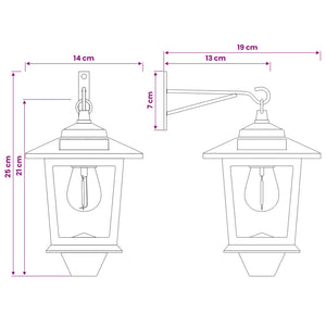 Φωτιστικό Τοίχου with LED Bulb 2 τμχ. Μαύρο 19 x 14 x 25 εκ - Pakobazaar