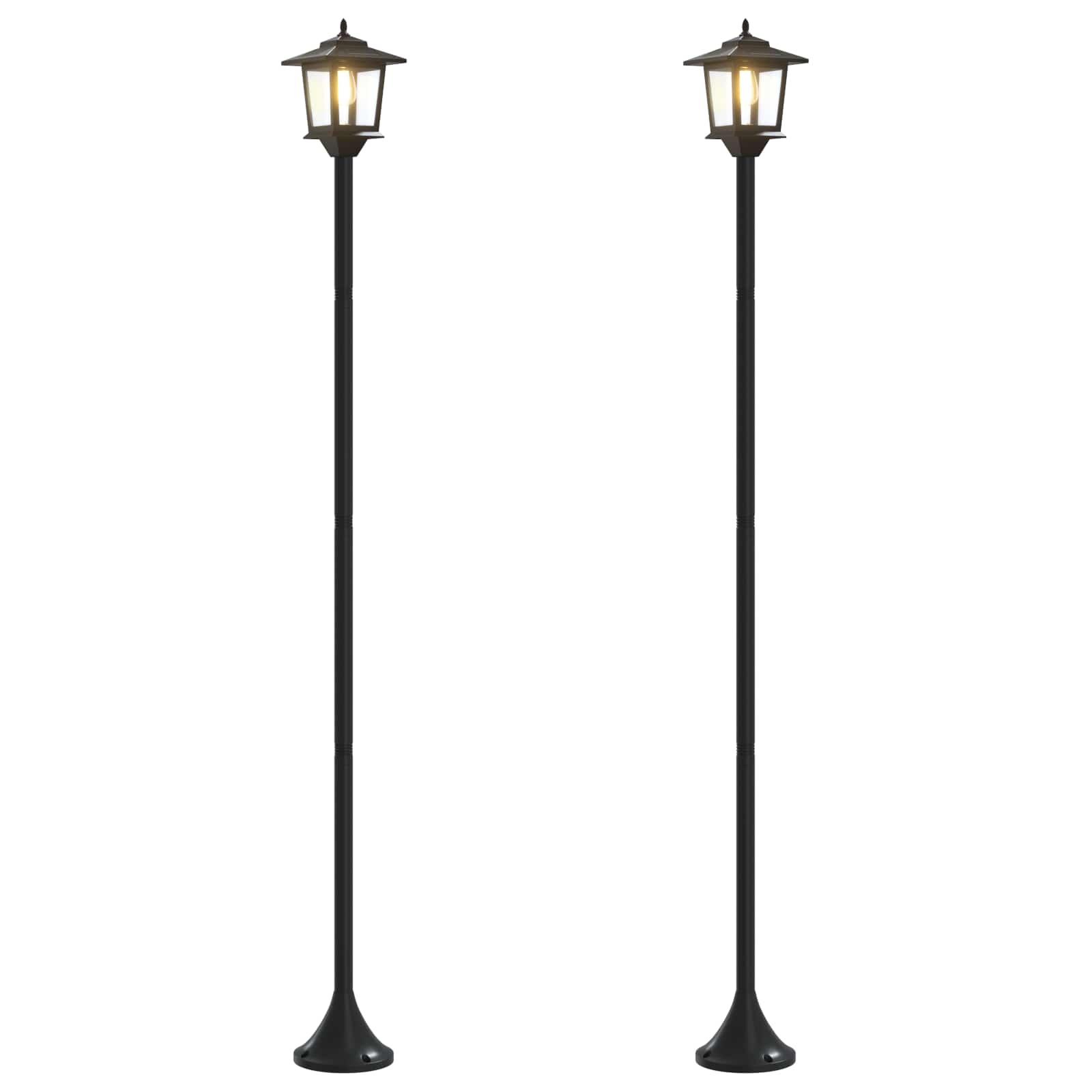 Σετ Στύλων Λαμπτήρα with LED Bulb 2 τμχ. Μαύρο 16 x 16 x 156 εκ