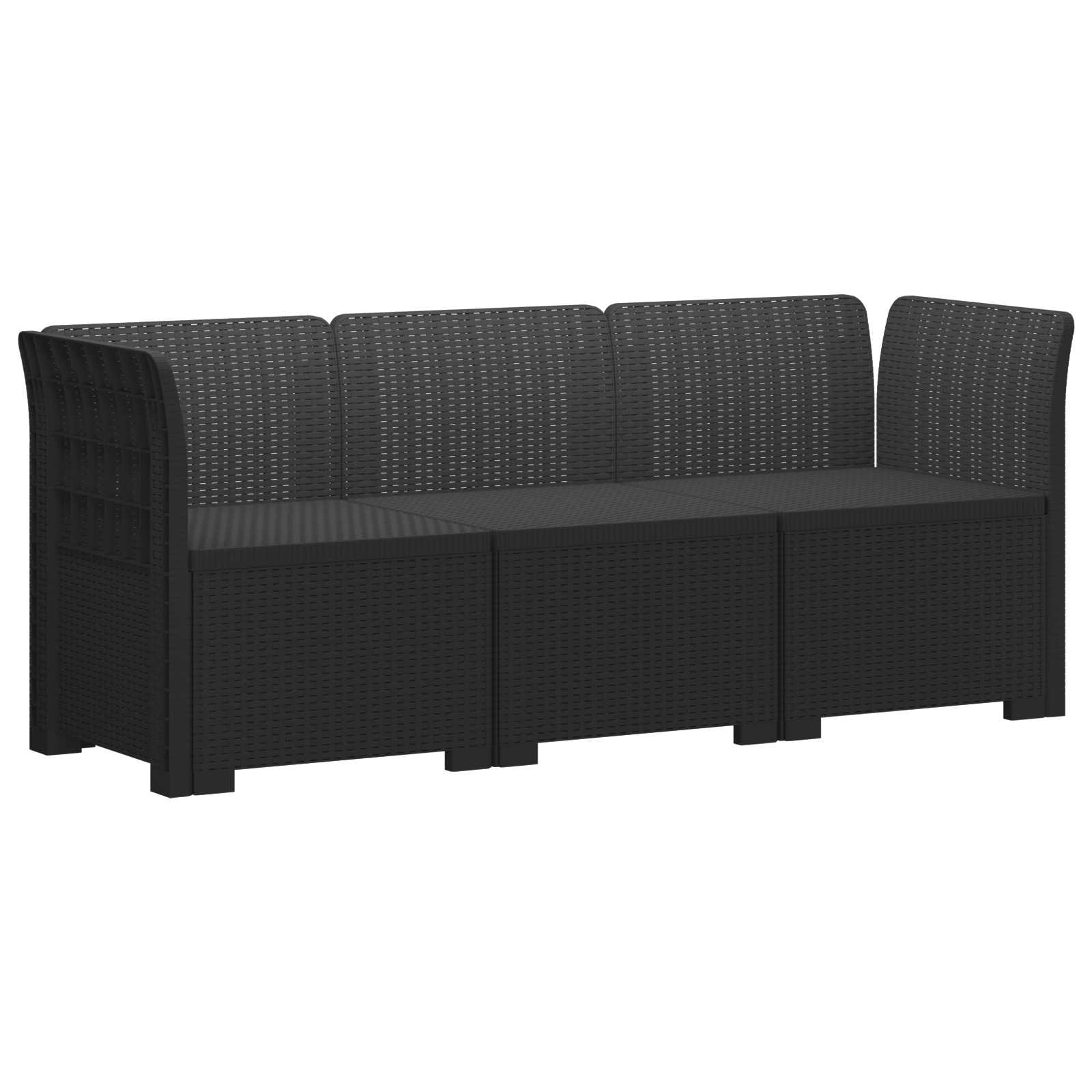 Καθιστικό Κήπου 3 Θέσεων Rattan Look PP Ανθρακί - Pakobazaar