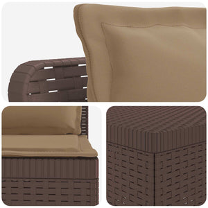 Σαφά Κήπου 5 Θέσεων με Μαξιλάρια Ράιταν PP Καφέ - Pakobazaar