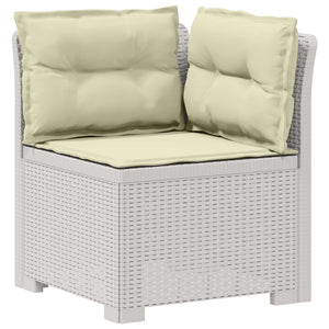 Καναπές Κήπου 4 Θέσεων με Μαξιλάρια Ρατάν PP Λευκό - Pakobazaar