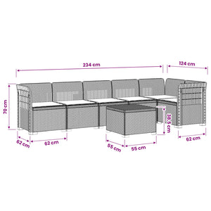 Καναπές Κήπου 6 Θέσεων με Μαξιλάρια Όψη Ρατάν PP Καφέ - Pakobazaar