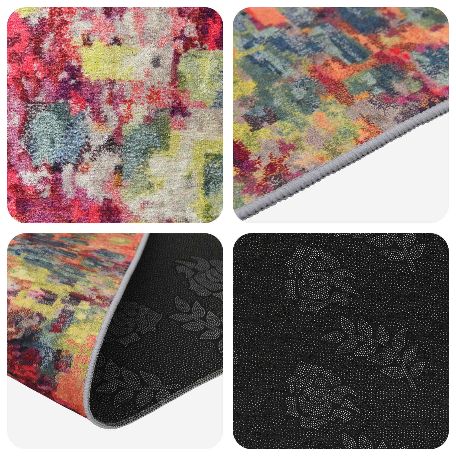 Χαλί Runner LESAKA πολύχρωμο 100 x 100 cm Διαμαντένιο βελούδο