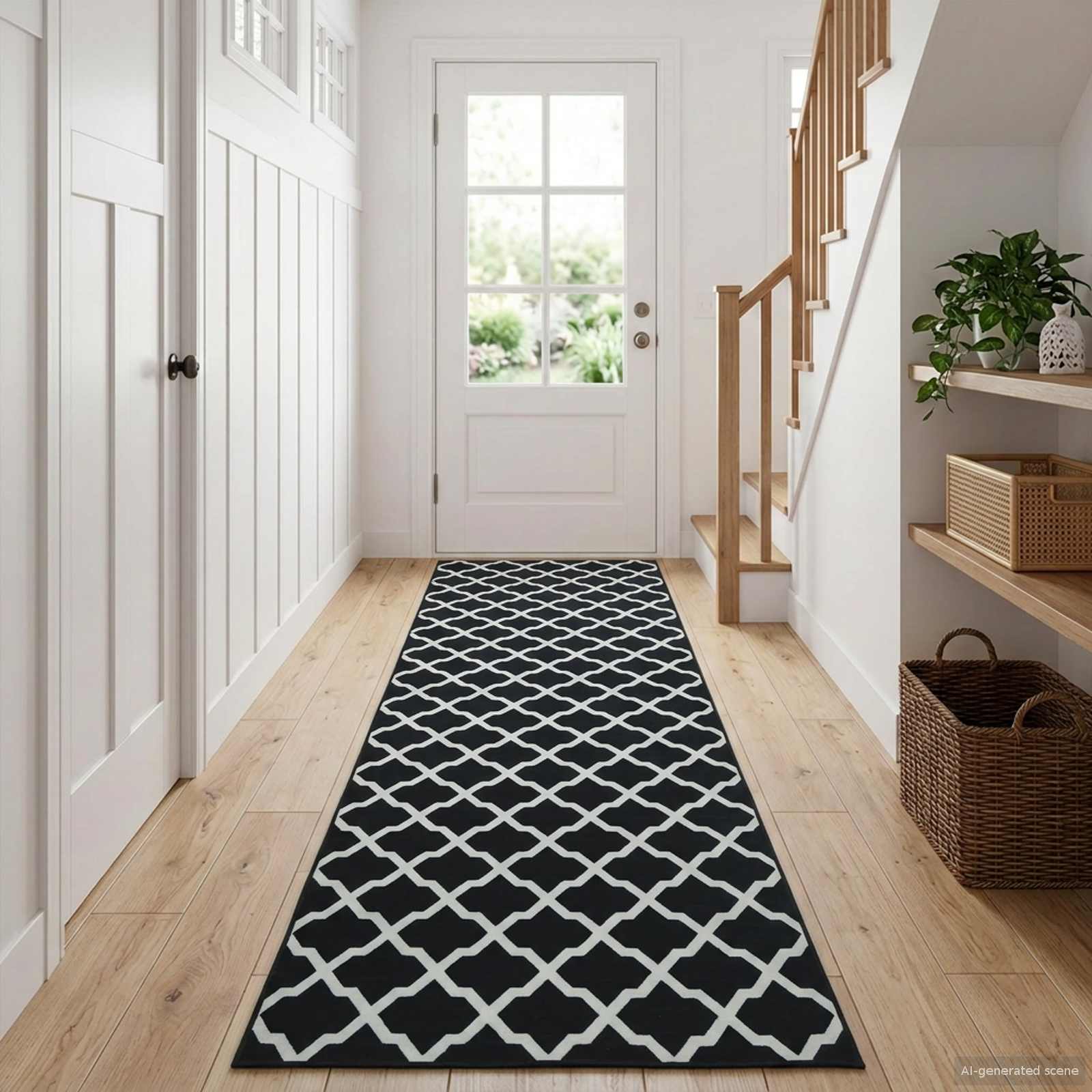 Χαλί Runner LESAKA Μαύρο και λευκό 80 x 200 cm