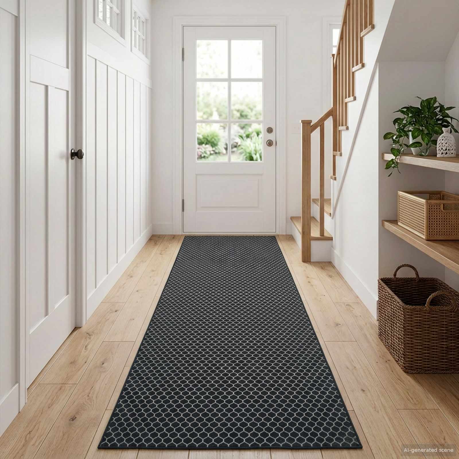 Χαλί Runner ORIZ 1150 gsm Μαύρο δίχτυ σχέδιο - Pakobazaar
