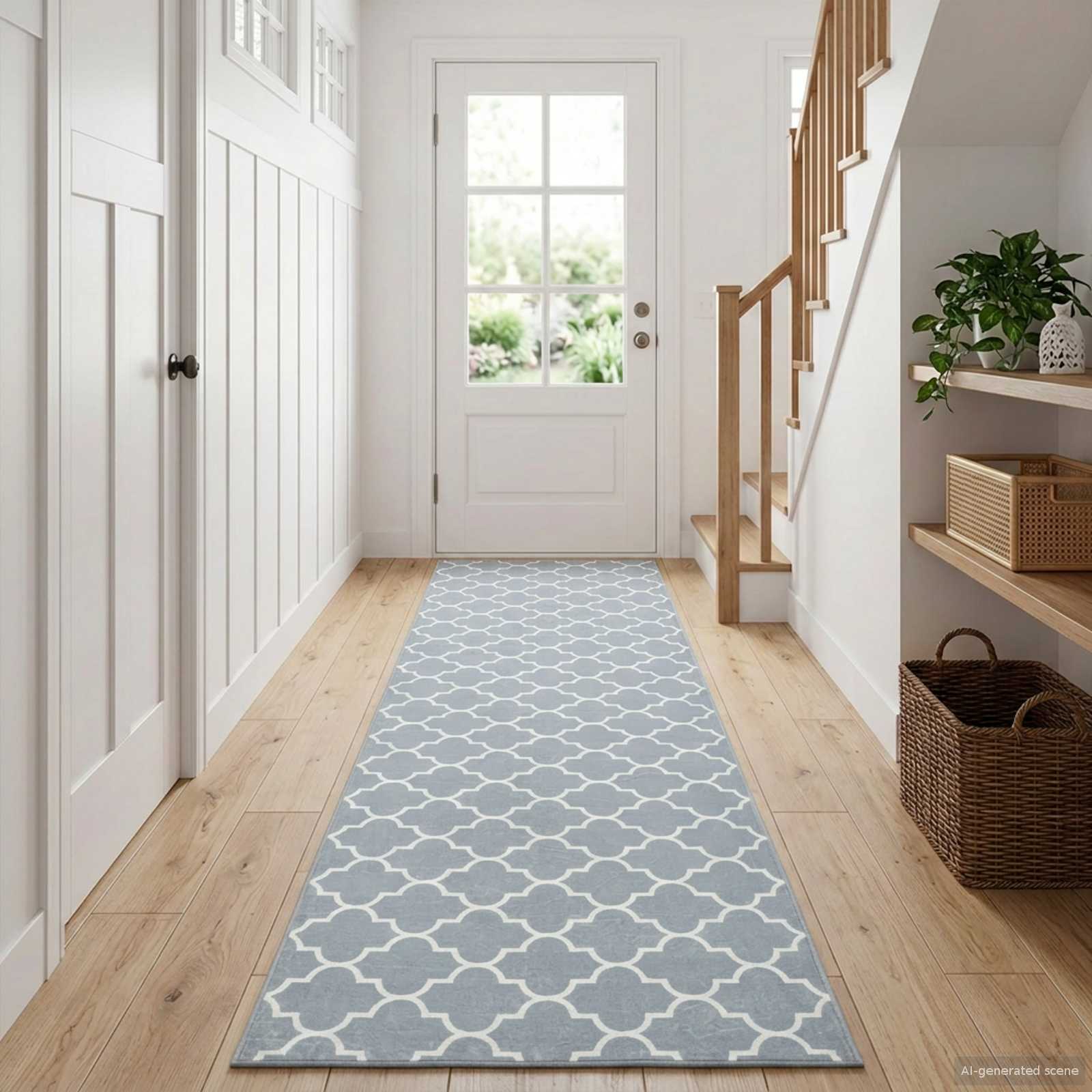 Χαλί Runner ORIZ 1150 gsm Γκρι και Λευκό - Pakobazaar