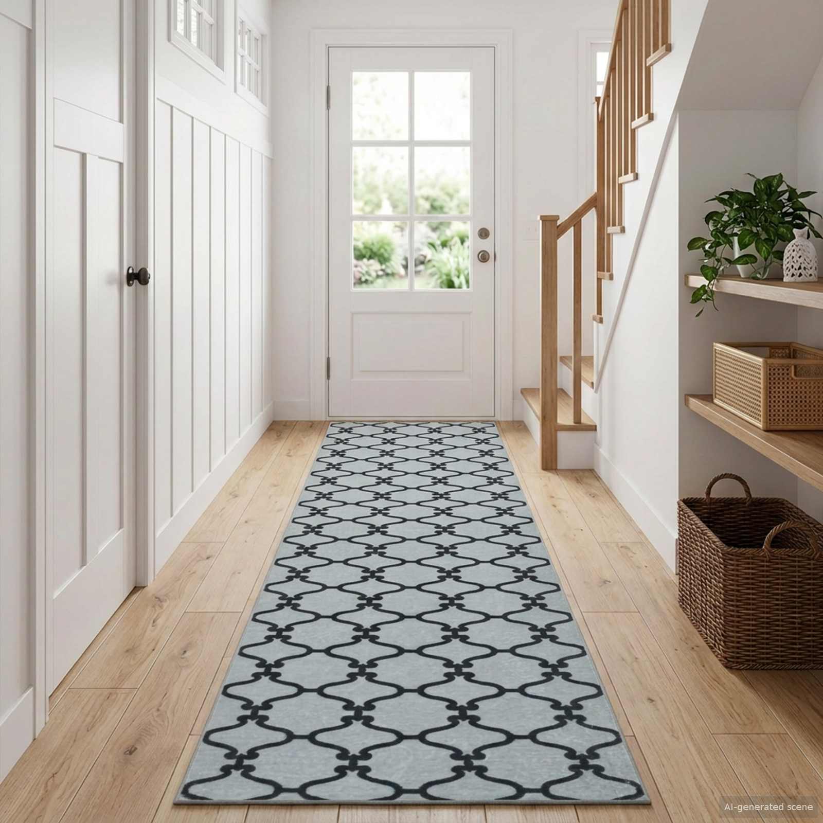 Χαλί Runner ORIZ 1150 gsm Μαύρο δίχτυ σχέδιο - Pakobazaar