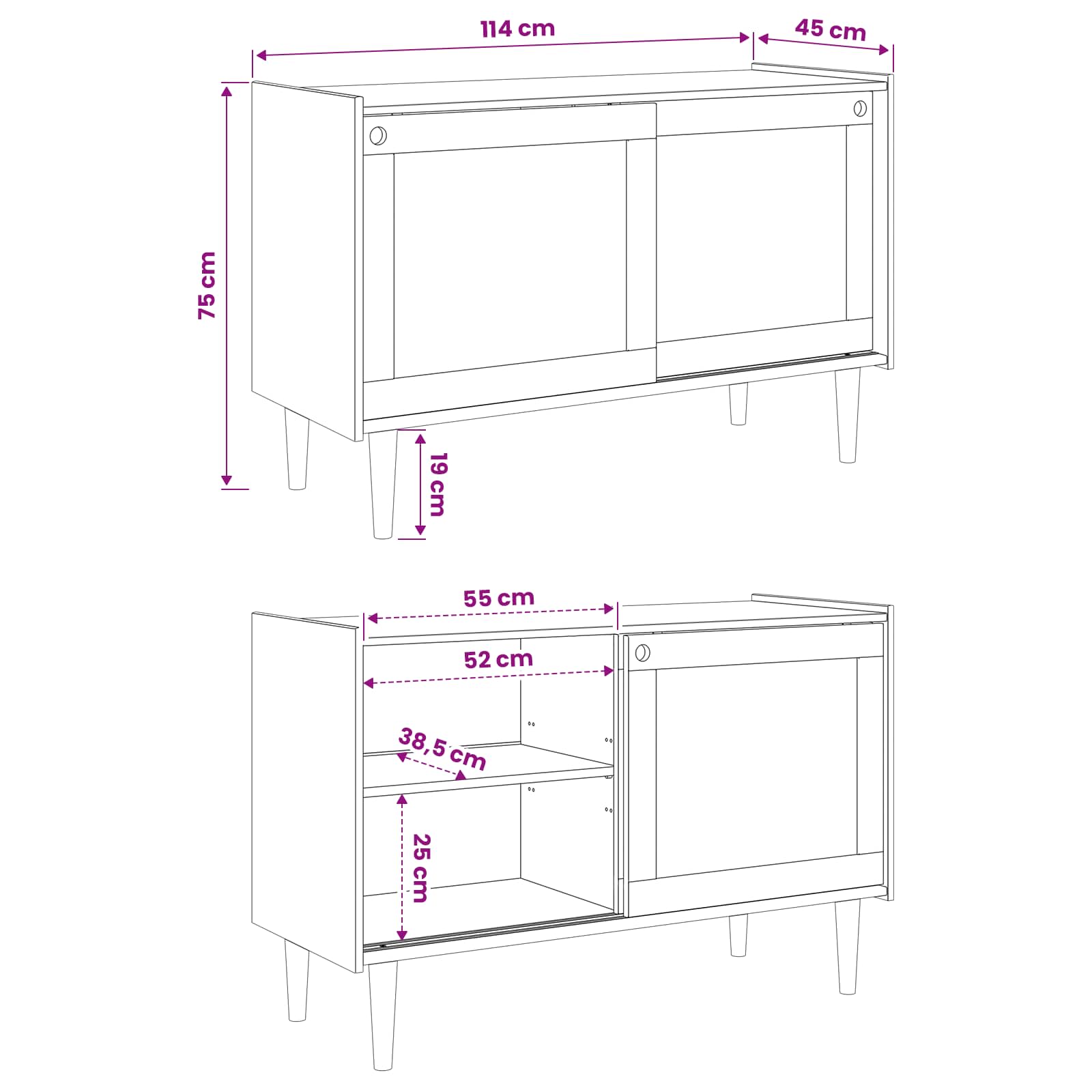 Πλαϊνό γραφείο BILBAO Σκούρο καραμελί 114 x 45 x 75 εκ. - Pakobazaar
