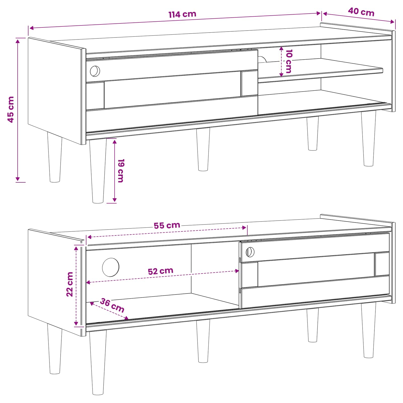 Ντουλάπι TV BILBAO 114 x 40 x 45 cm Σκούρο καραμελί