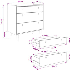 Κουτί με συρτάρια BILBAO Σκούρο καραμελί 90 x 45 x 89 cm