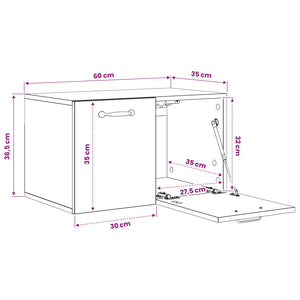 Ντουλάπα Τοίχου 60 x 36,5 x 35 cm Επεξεργασμένο Ξύλο Μαύρη Δρυς - Pakobazaar