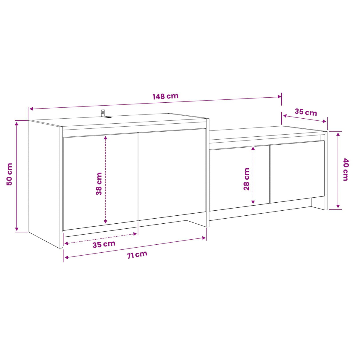 Ντουλάπι TV 147 x 35 x 50 εκ. Ξύλο δρυός Επεξεργασμένο Ξύλο - Pakobazaar
