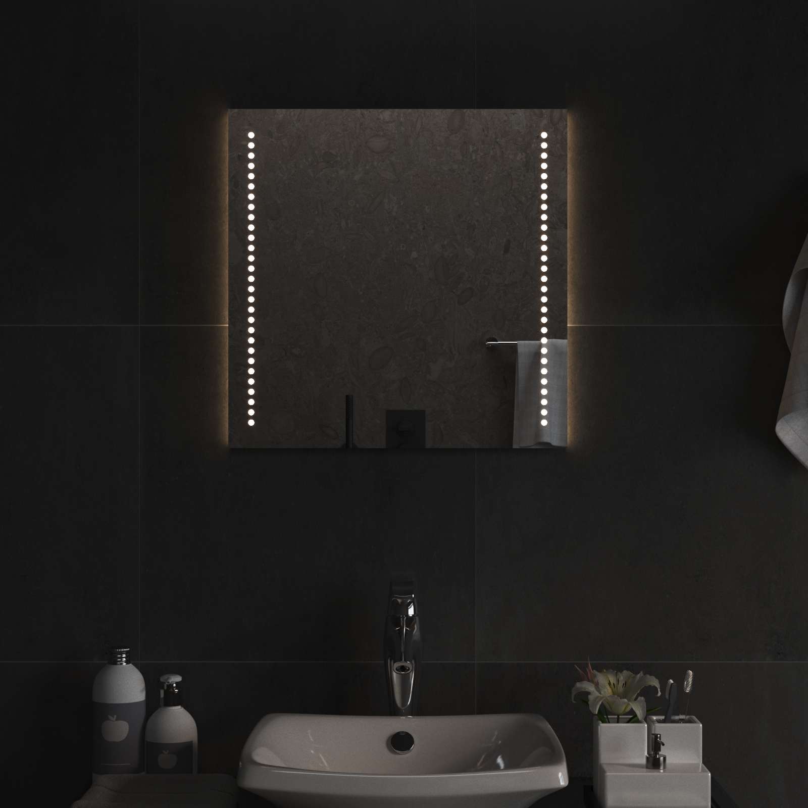 Καθρέφτης μπάνιου LED Διαφανές 50 x 50 cm σκληρυμένο γυαλί