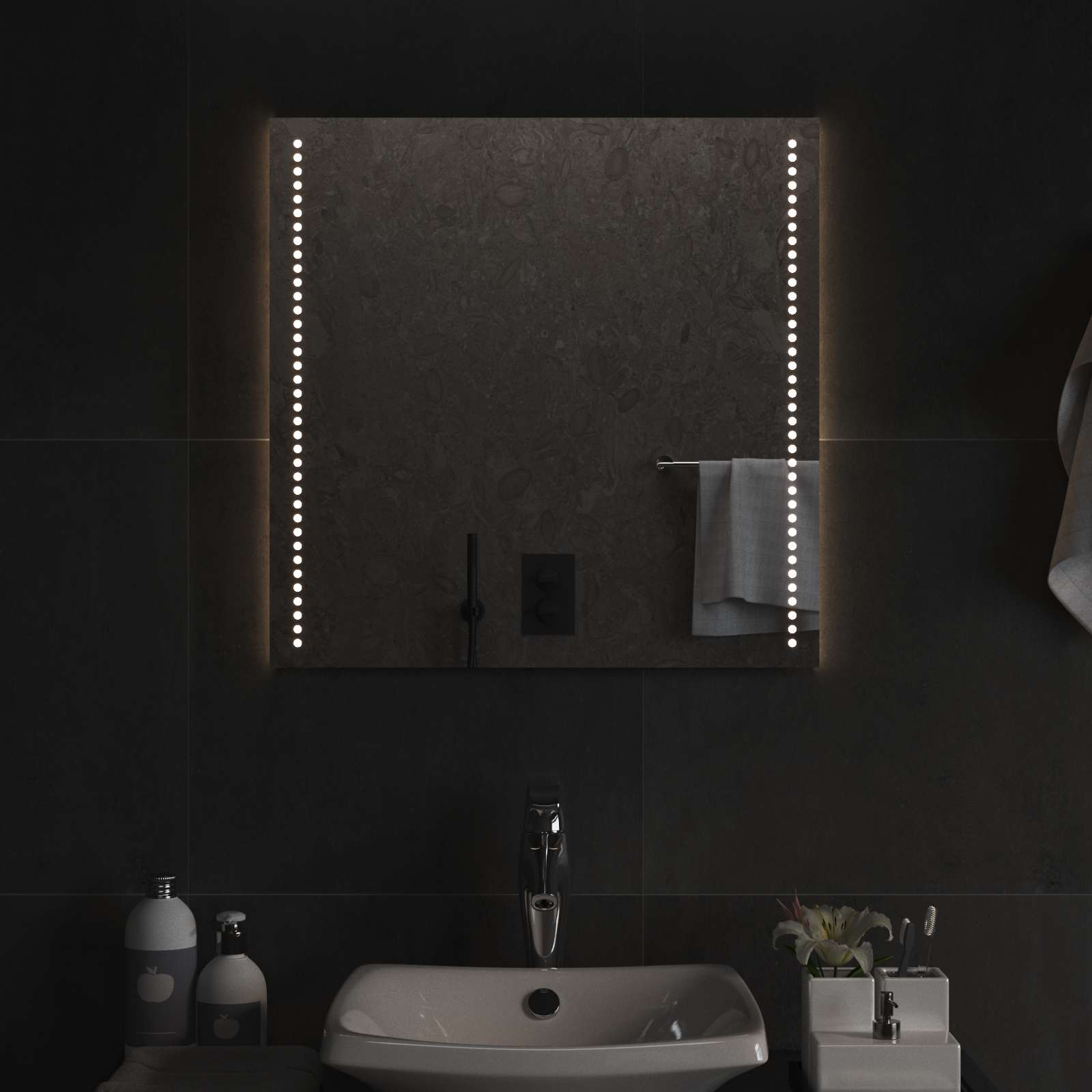 Καθρέφτης μπάνιου LED Διαφανές 60 x 60 cm σκληρυμένο γυαλί - Pakobazaar
