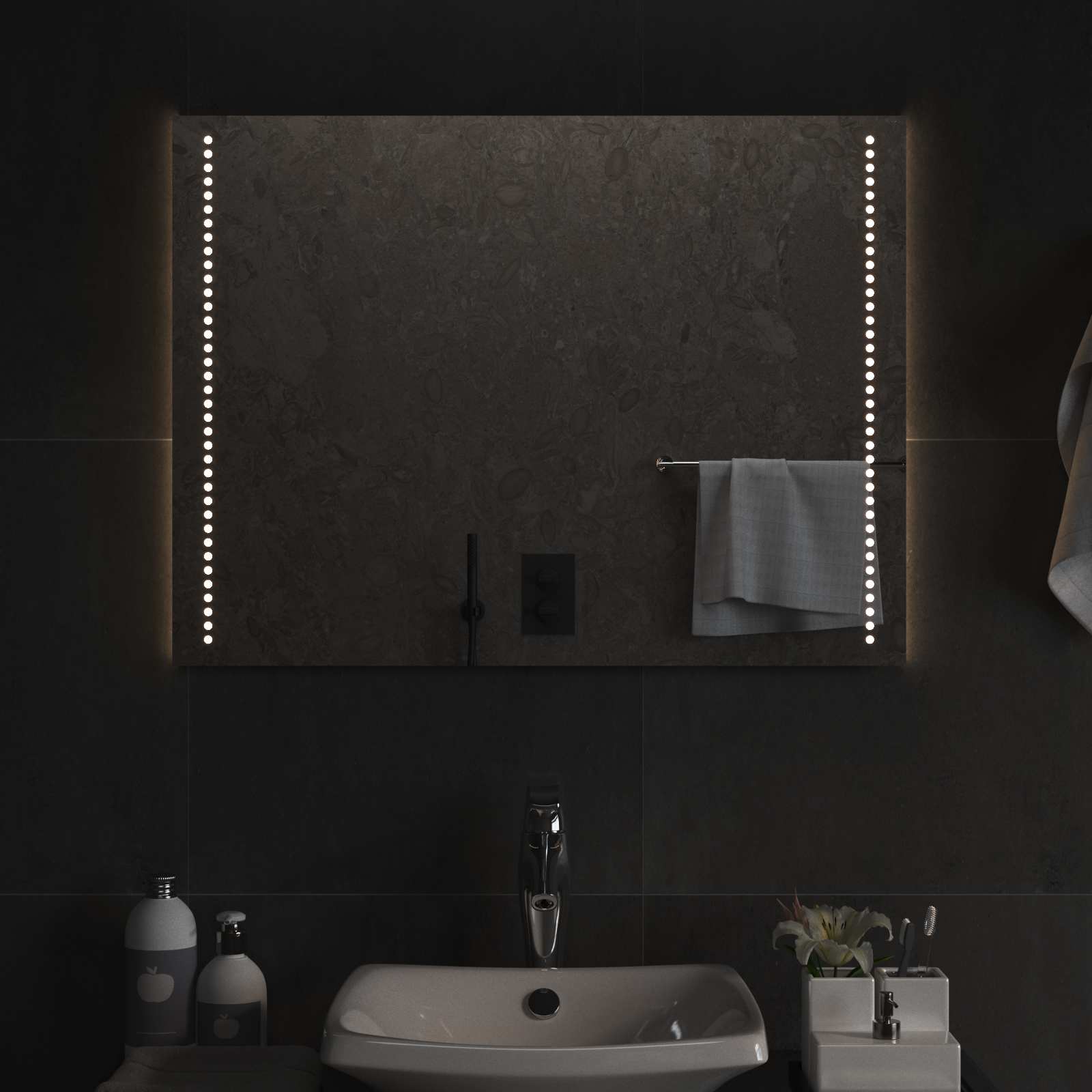 Καθρέφτης μπάνιου LED Διαφανές 80 x 60 cm σκληρυμένο γυαλί