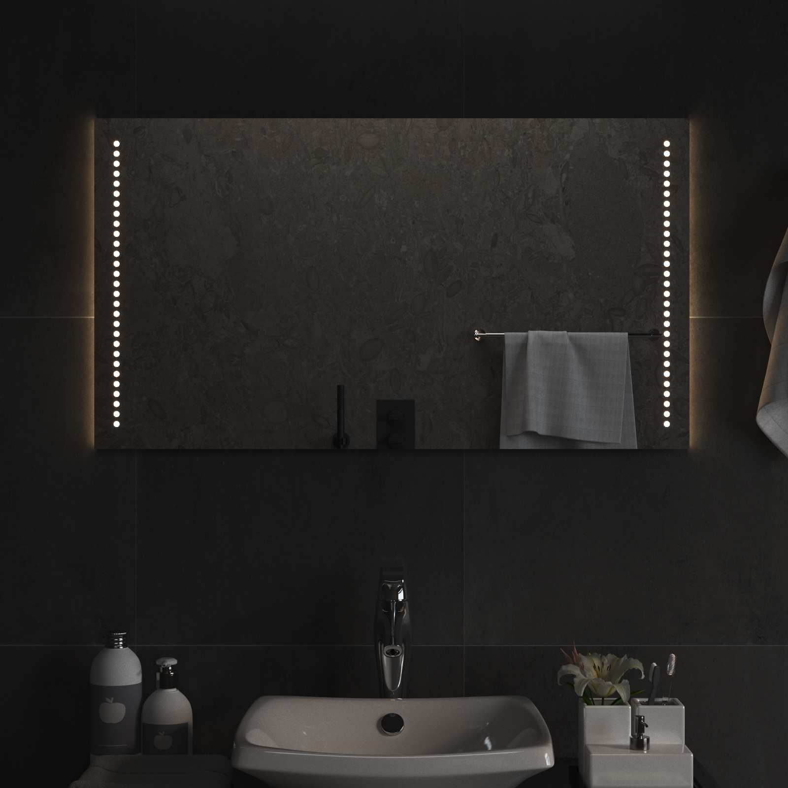 Καθρέφτης μπάνιου LED Διαφανές 90 x 50 cm σκληρυμένο γυαλί - Pakobazaar