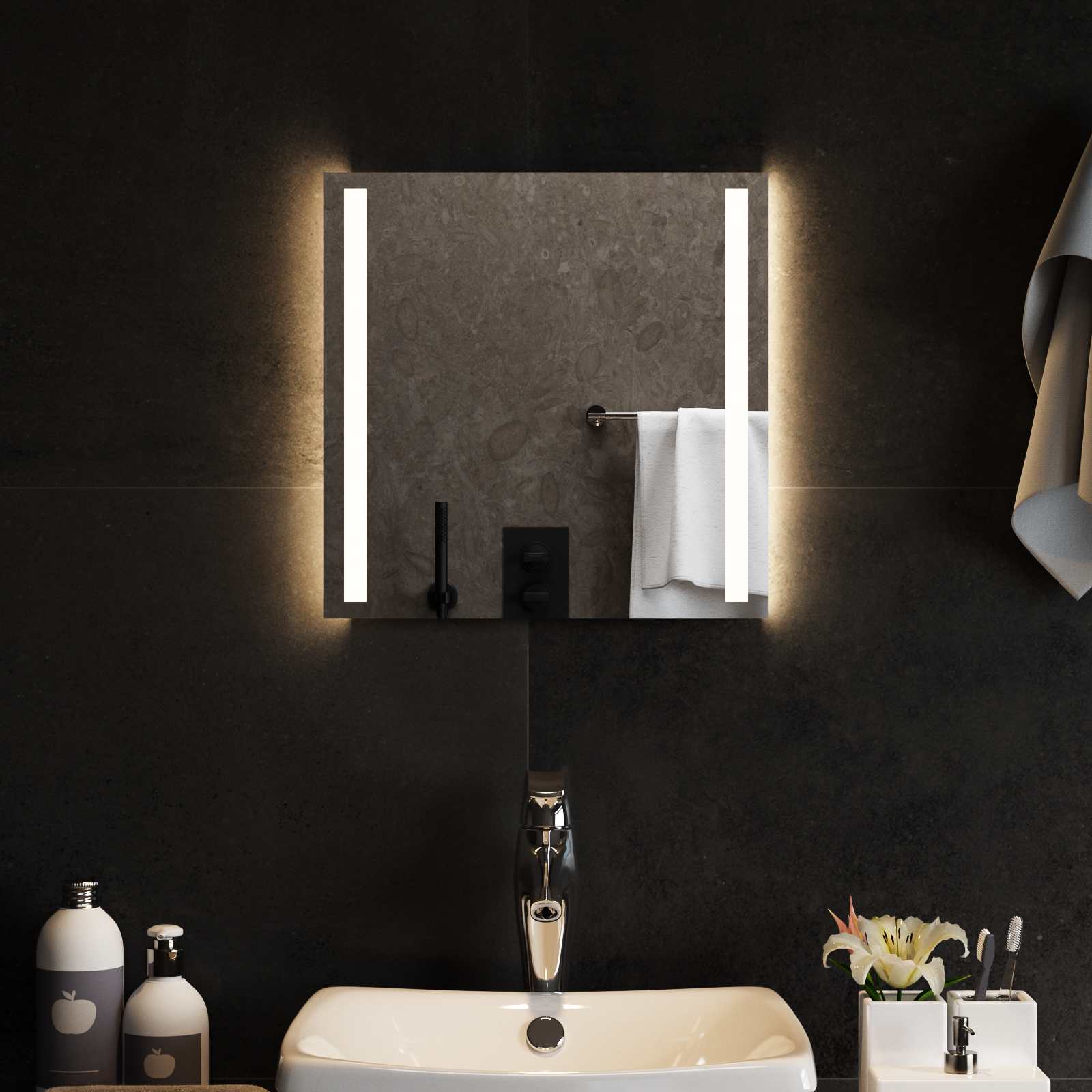 Καθρέφτης μπάνιου LED Διαφανές 40 x 40 cm σκληρυμένο γυαλί - Pakobazaar