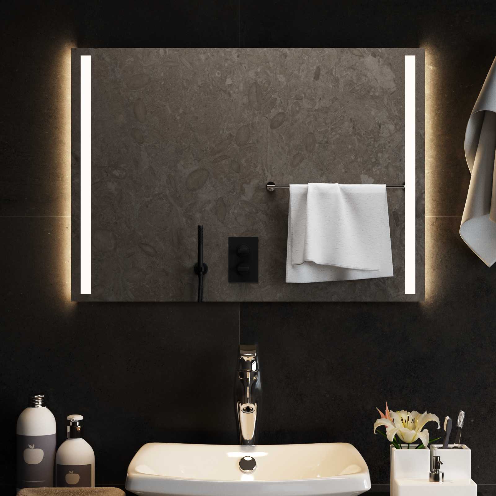 Καθρέφτης μπάνιου LED Διαφανές 70 x 50 cm σκληρυμένο γυαλί - Pakobazaar