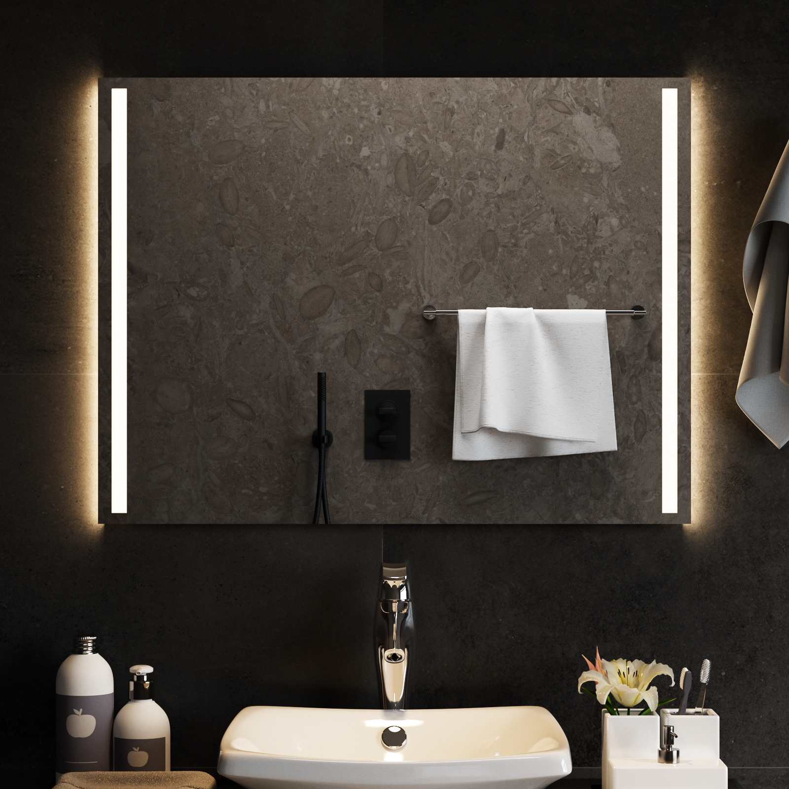 Καθρέφτης μπάνιου LED Διαφανές 80 x 60 cm σκληρυμένο γυαλί - Pakobazaar