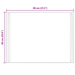Καθρέφτης μπάνιου LED Διαφανές 80 x 60 cm σκληρυμένο γυαλί - Pakobazaar