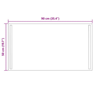 Καθρέφτης μπάνιου LED Διαφανές 90 x 50 cm σκληρυμένο γυαλί - Pakobazaar
