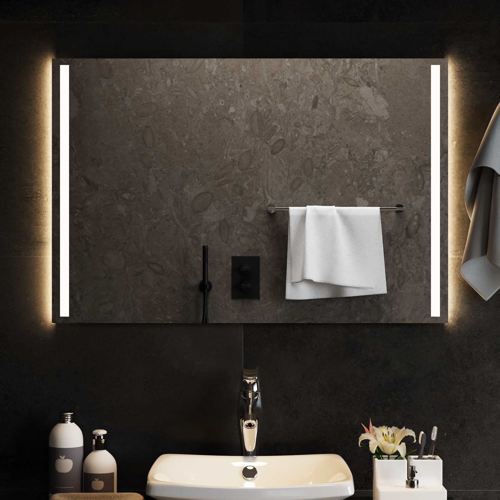 Καθρέφτης μπάνιου LED Διαφανές 90 x 60 cm σκληρυμένο γυαλί - Pakobazaar