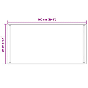 Καθρέφτης μπάνιου LED Διαφανές 100 x 50 cm σκληρυμένο γυαλί - Pakobazaar