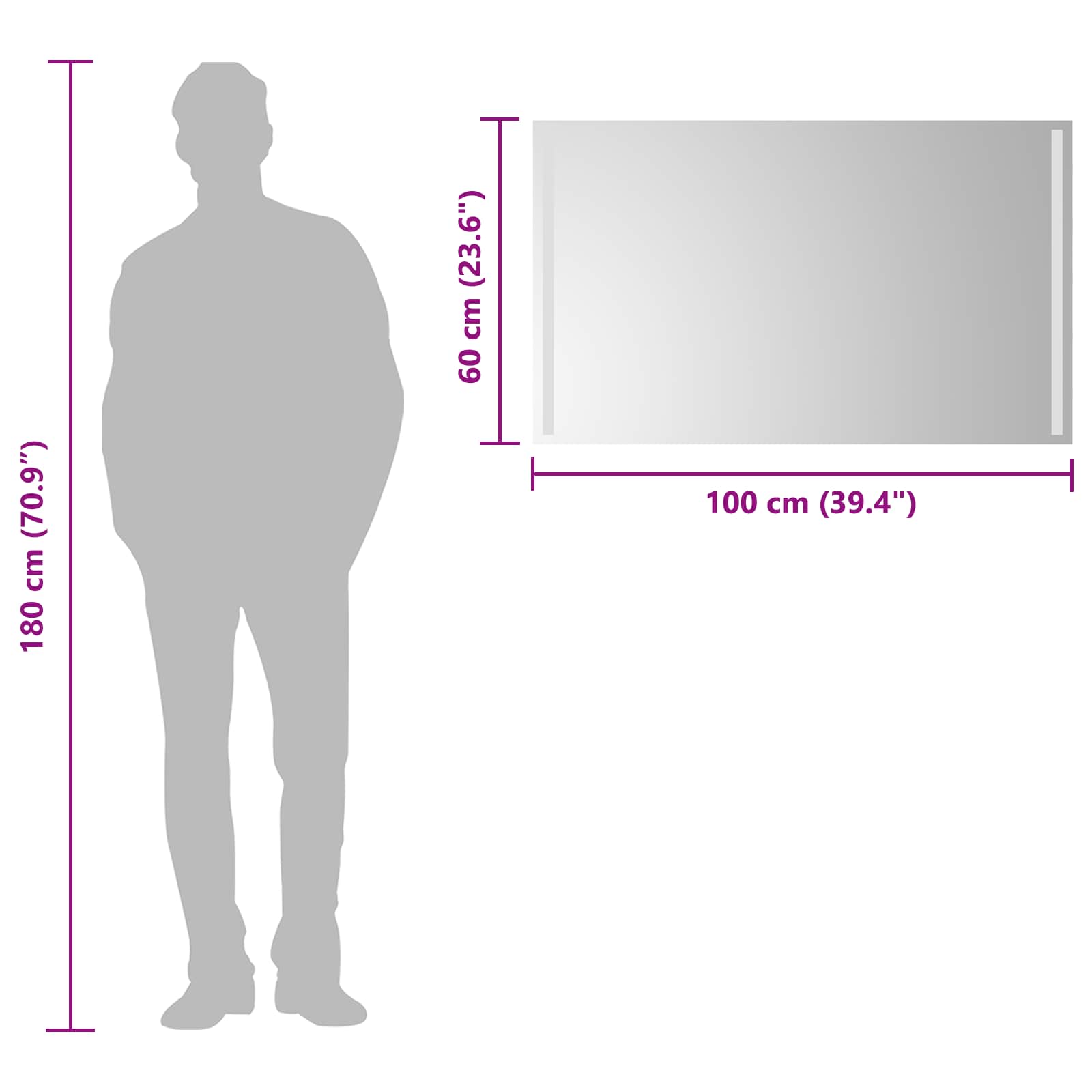 Καθρέφτης μπάνιου LED Διαφανές 100 x 60 cm σκληρυμένο γυαλί - Pakobazaar