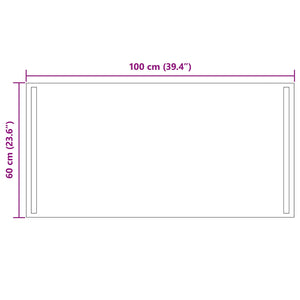 Καθρέφτης μπάνιου LED Διαφανές 100 x 60 cm σκληρυμένο γυαλί - Pakobazaar