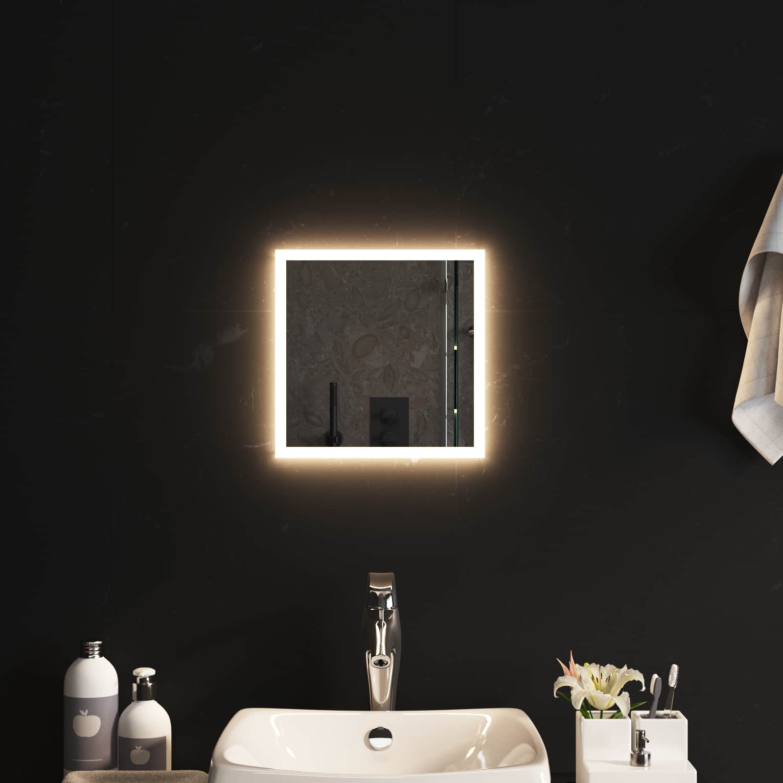 Καθρέφτης μπάνιου LED Διαφανές 30 x 30 cm σκληρυμένο γυαλί