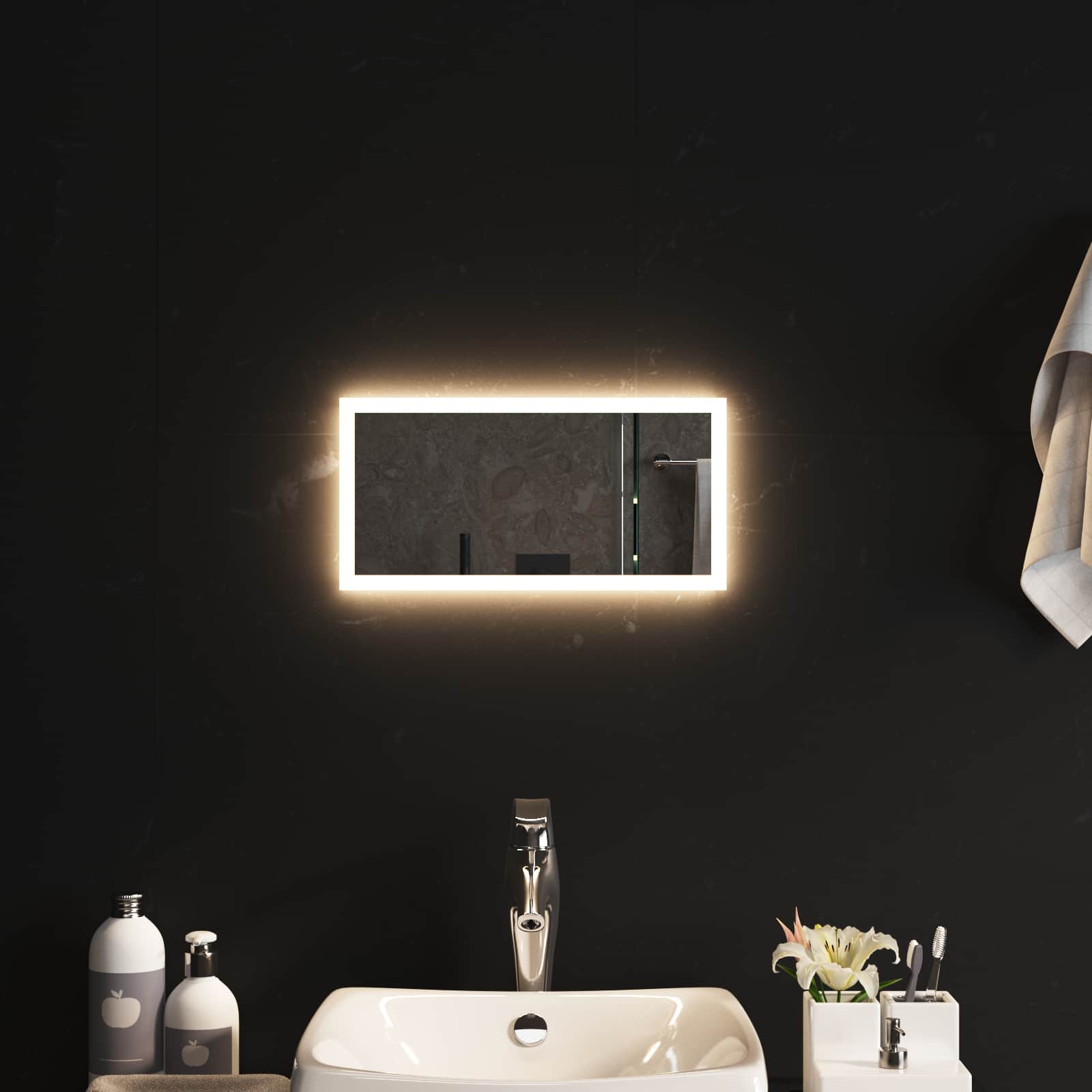 Καθρέφτης μπάνιου LED Διαφανές 40 x 20 cm σκληρυμένο γυαλί - Pakobazaar