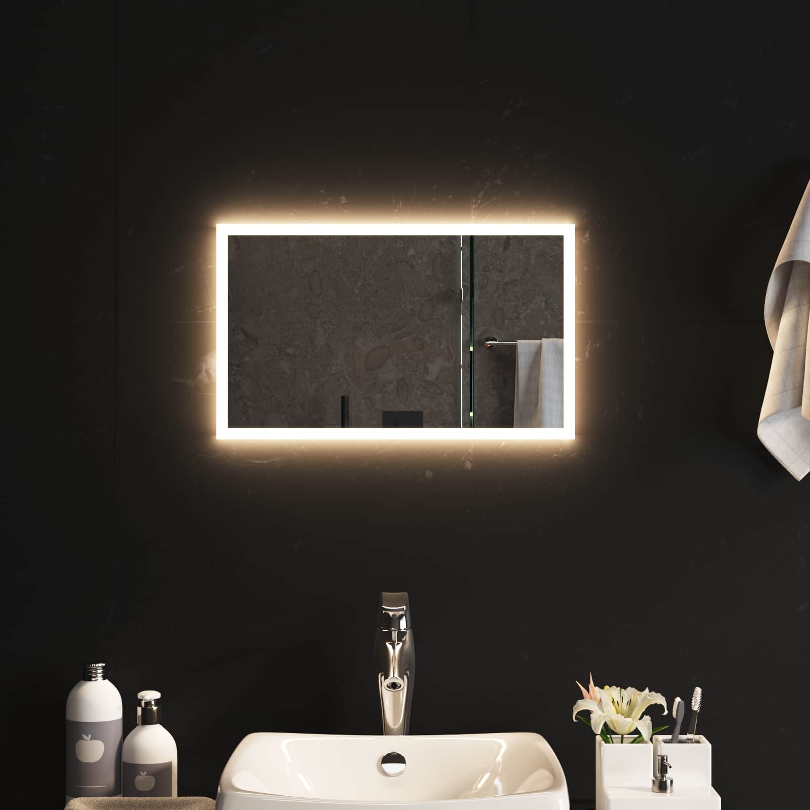 Καθρέφτης μπάνιου LED Διαφανές 50 x 30 cm σκληρυμένο γυαλί - Pakobazaar