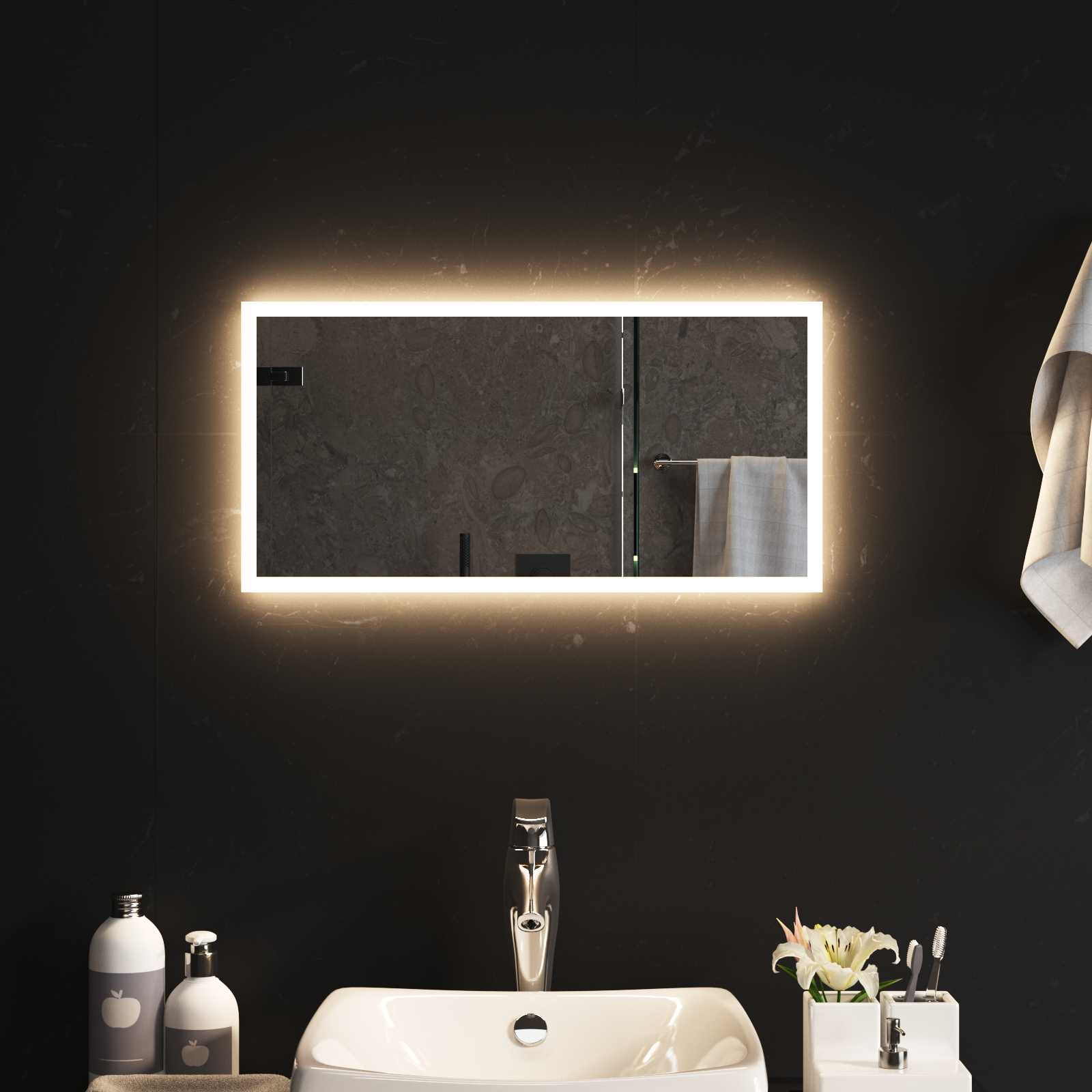 Καθρέφτης μπάνιου LED Διαφανές 60 x 30 cm σκληρυμένο γυαλί